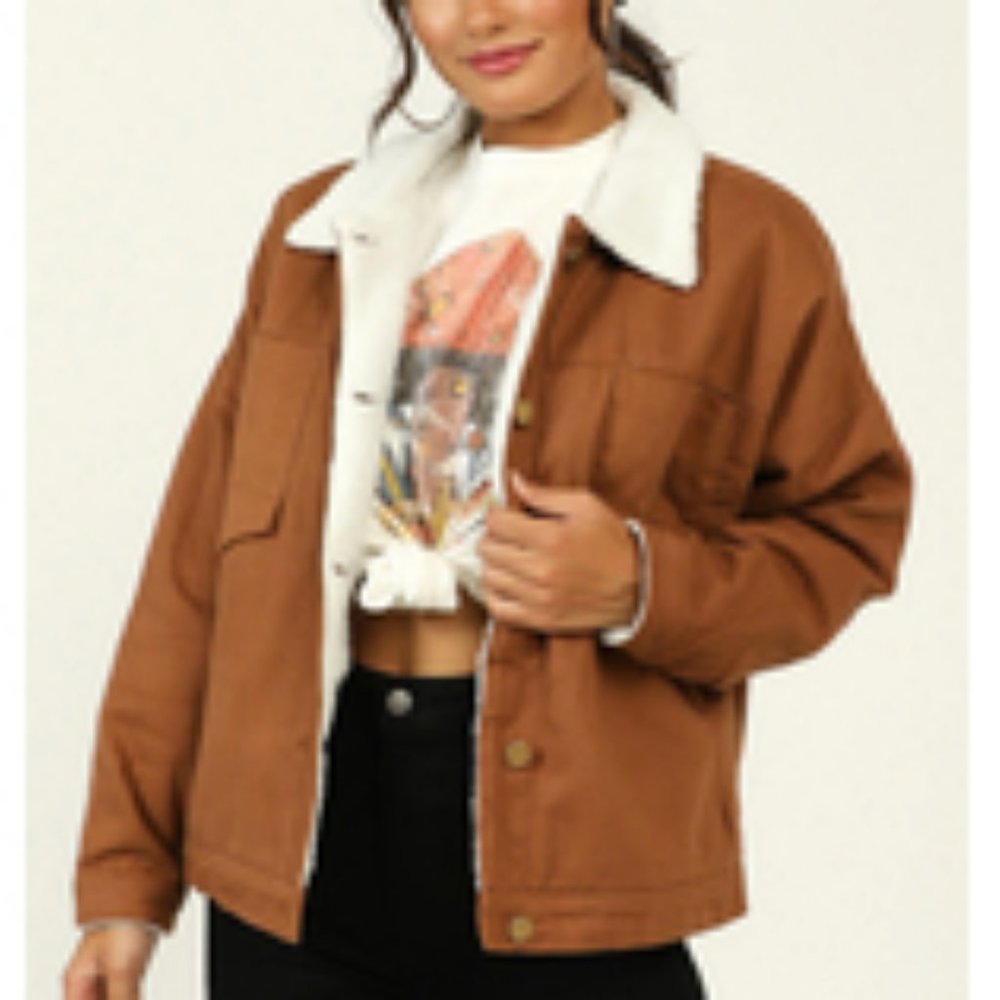 Tan Sherpa Jacket - Picture 2 of 4